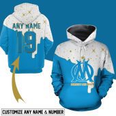 Olympique de Marseille Custom Name Number Logo Pullover Hoodie