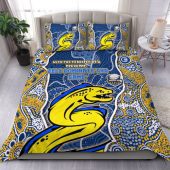 Parramatta Eels Grand Final Custom Bedding Set - Custom Parramatta Eels With Contemporary Style Of Aboriginal Painting Bedding Set