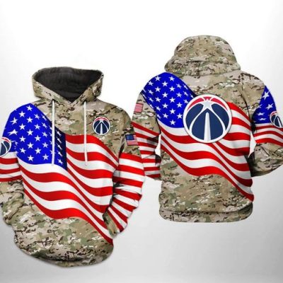 NBA Washington Wizards US Flag Camo Veteran Pullover Hoodie