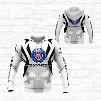 Paris Saint-Germain FC White Punisher Skull Pullover Hoodie