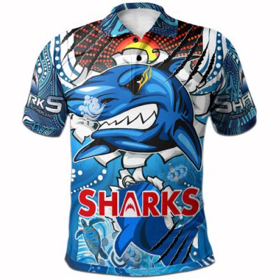 Cronulla-Sutherland Sharks Custom Polo Shirt - Indigenous Sharkies Scratch Style