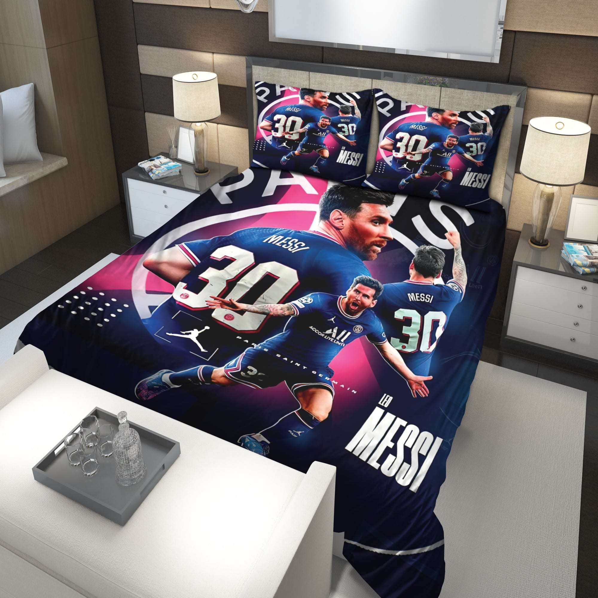 Paris Saint-Germain FC Lionel Messi 30 Bedding Set V9 Paris Saint-Germain FC Lionel Messi 30 Bedding Set V9