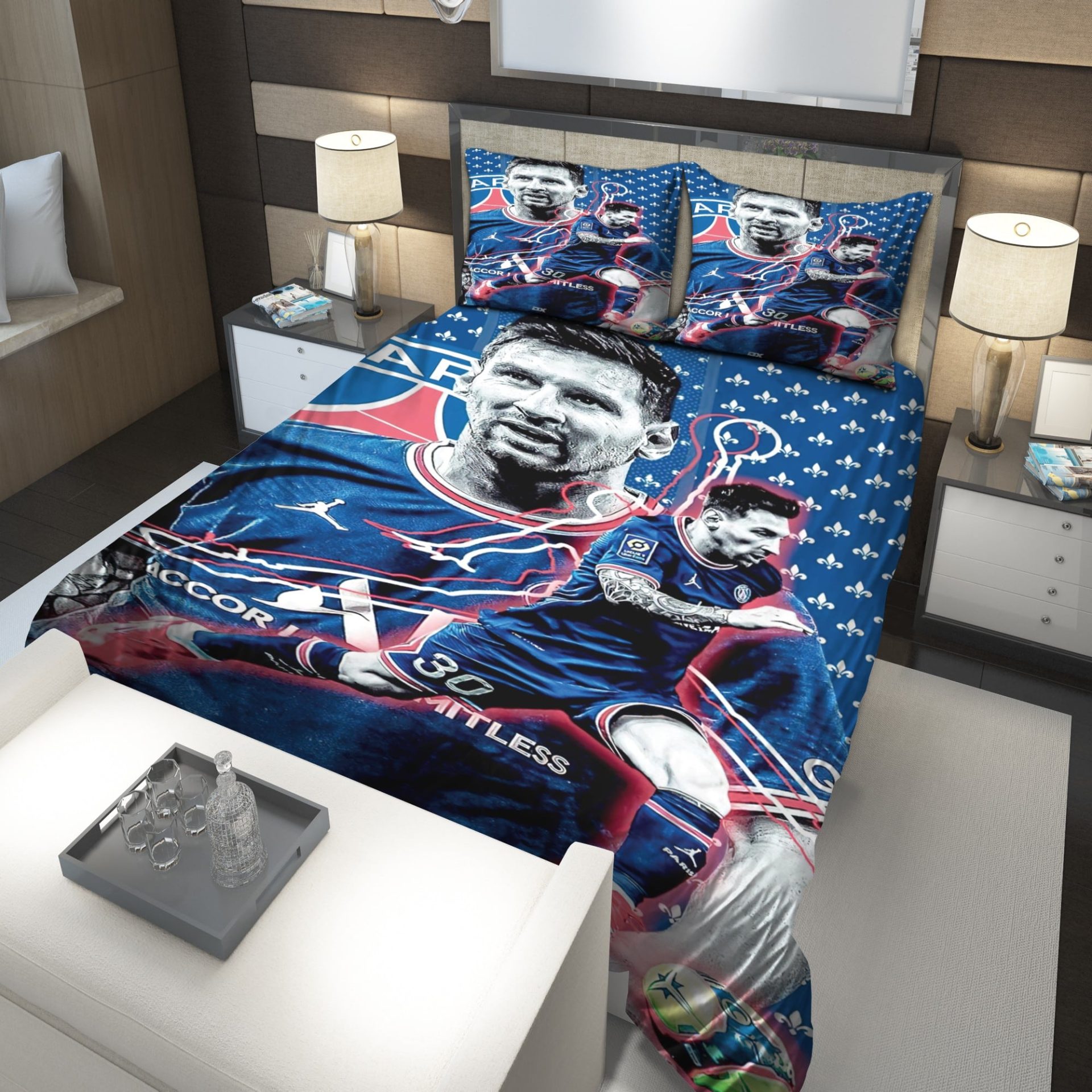 Paris Saint-Germain FC Lionel Messi 30 Bedding Set V3 Paris Saint-Germain FC Lionel Messi 30 Bedding Set V3