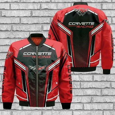 Chevrolet Corvette Black Red Bomber Jacket