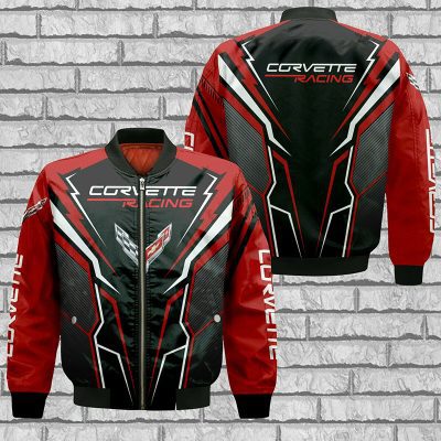 Chevrolet Corvette Lightning Black Red Bomber Jacket