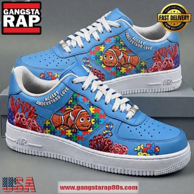 Finding Nemo Autism Awareness Air Force 1 Running Sneakers Shoes