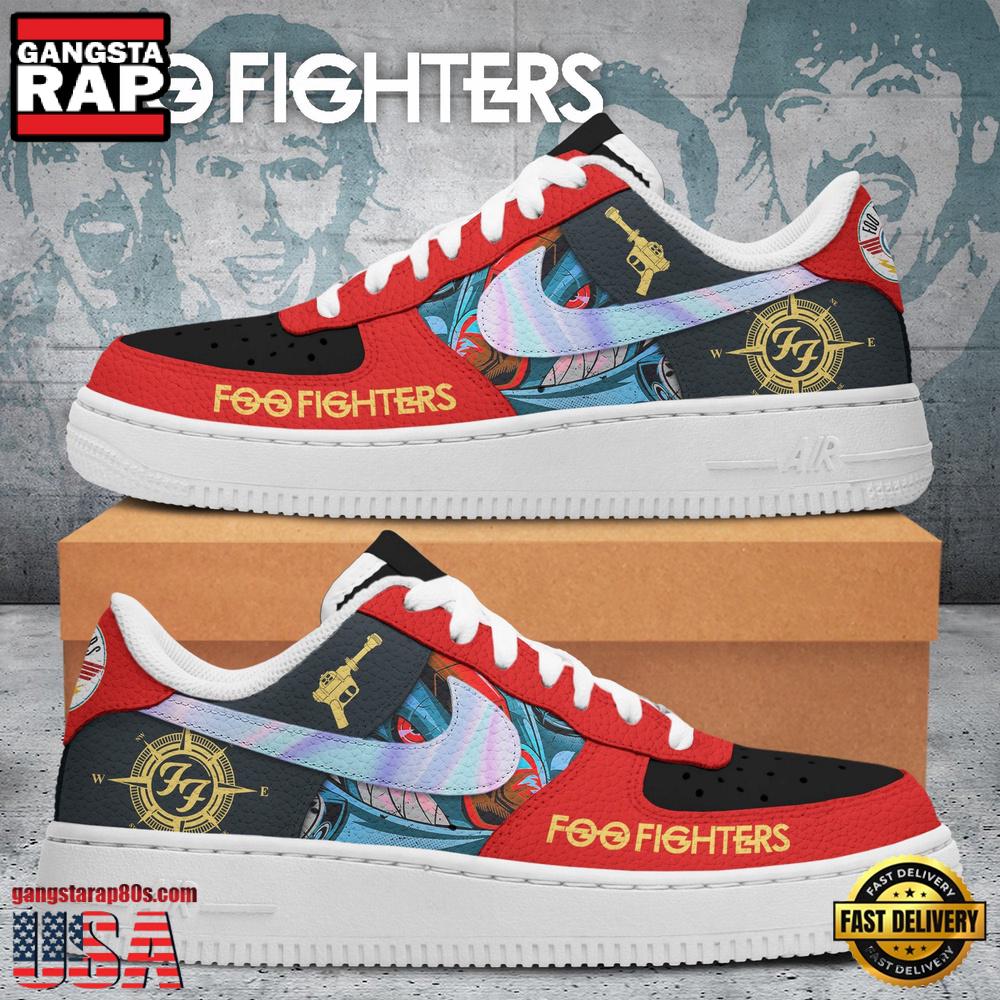 Foo Fighters Music Band White Red Color Air Force 1 Sneaker Shoes Foo Fighters Music Band White Red Color Air Force 1 Sneaker Shoes