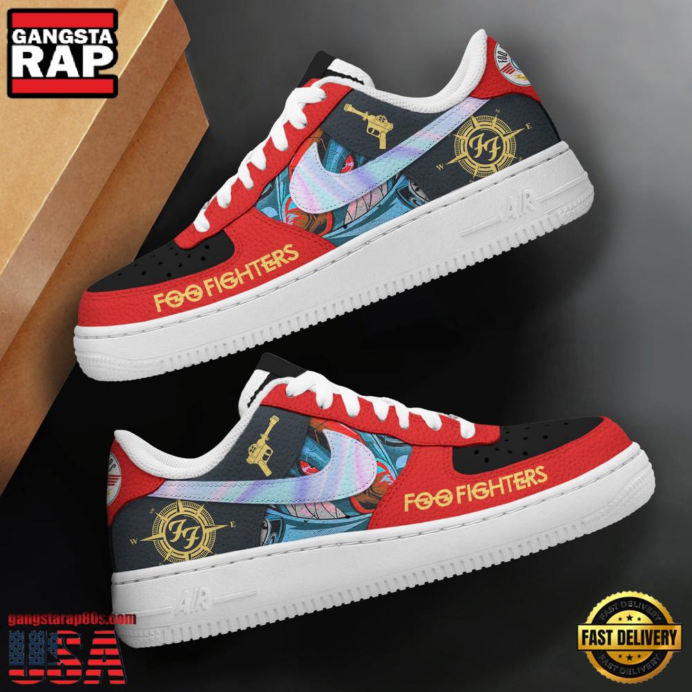 Foo Fighters Music Band White Red Color Air Force 1 Sneaker Shoes Foo Fighters Music Band White Red Color Air Force 1 Sneaker Shoes