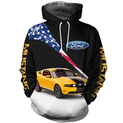 Ford Mustang Yellow Car Pullover Hoodie