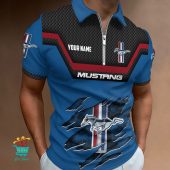 Ford Mustang Custom Name New Design Zipper Polo Shirt Front.jpeg - demo10