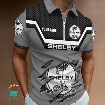 Ford Shelby Custom Name New Design Zipper Polo Shirt