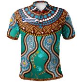 [Port Augusta] Australia Aboriginal Inspired Polo Shirt - Boomerang With Dot Painting
