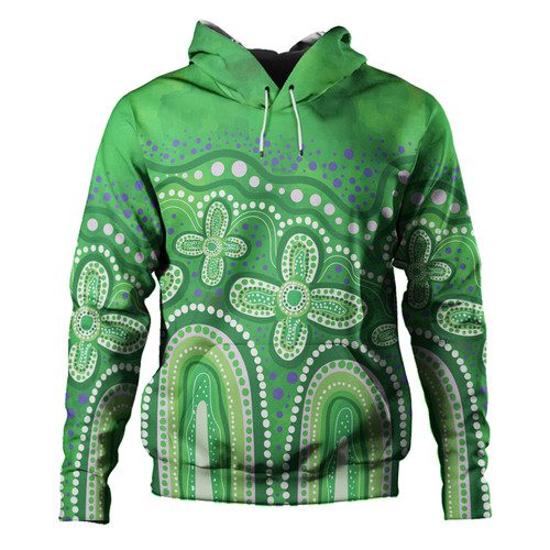 Australia Aboriginal Hoodie - Dot painting illustration in Aboriginal style Green Hoodie Australia Aboriginal Hoodie - Dot painting illustration in Aboriginal style Green Hoodie