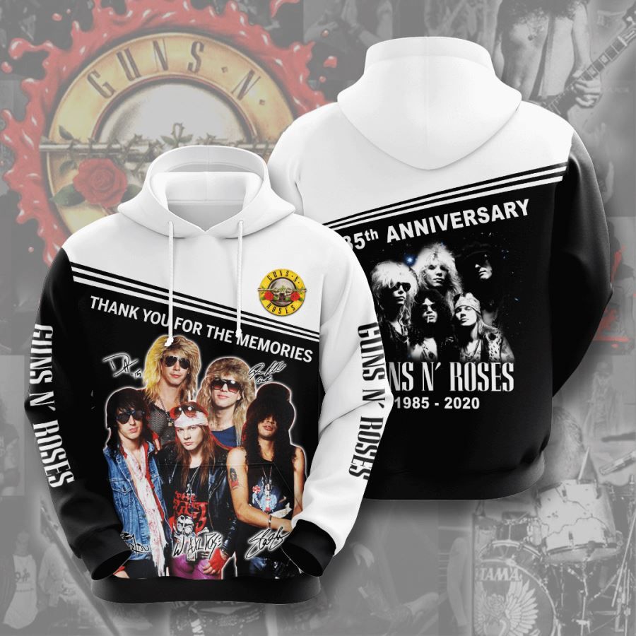 Guns N' Roses White Black Pullover Hoodie Guns N' Roses White Black Pullover Hoodie