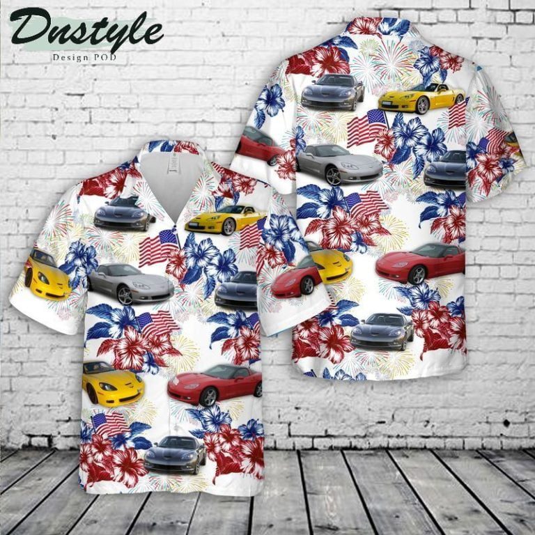 Chevrolet Corvette American Flag Hawaiian Shirt Chevrolet Corvette American Flag Hawaiian Shirt