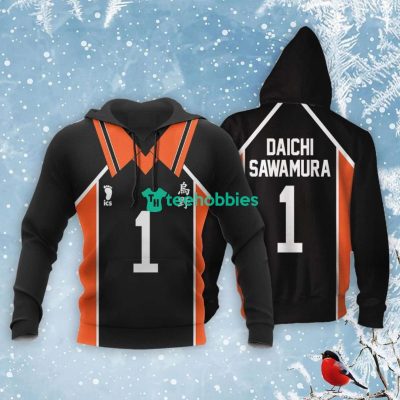 HAIKYU Daichi Sawamura Black Orange Pullover Hoodie