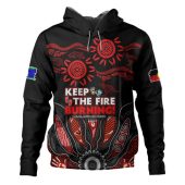 Australia Hoodie Naidoc Week 2024 Indigenous Keep The Fire Burning Aboriginal Gum Leaf Painting Red