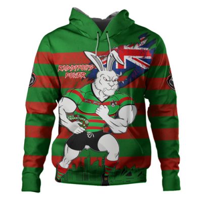 South Sydney Rabbitohs Hoodie Custom For Die Hard Fan Australia Flag Scratch Style