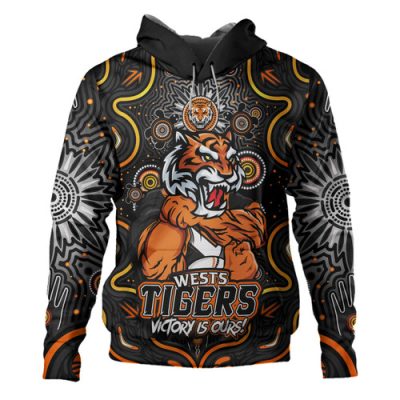 Wests Tigers Hoodie Aboriginal Pattern Inspired Victory Is Ours