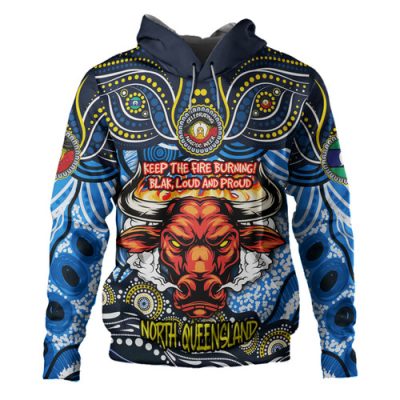 North Queensland Cowboys Hoodie Celebrating Naidoc Week 2024 Aboriginal Dot Art Inspired