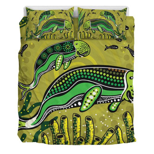 Australia Aboriginal Bedding Set - Mother And Baby Dugong Aboriginal Art Bedding Set Australia Aboriginal Bedding Set - Mother And Baby Dugong Aboriginal Art Bedding Set