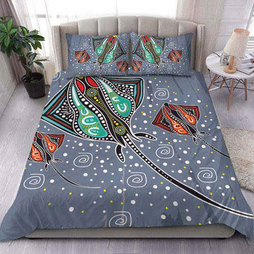 Australia Aboriginal Bedding Set - Stingray Art In Aboriginal Dot Style Inspired Bedding Set Australia Aboriginal Bedding Set - Stingray Art In Aboriginal Dot Style Inspired Bedding Set