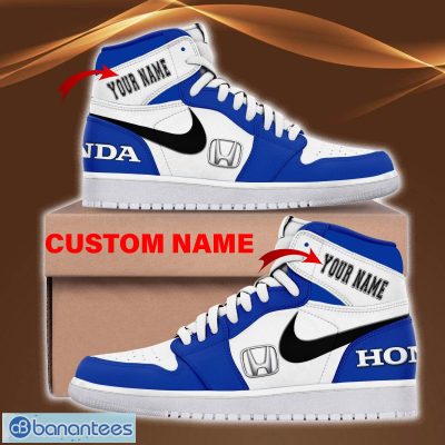 Honda Motorcycles Custom Name Blue White Air Jordan 1 High Sneakers