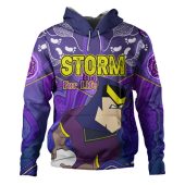 Melbourne Storm Custom Hoodie - Melbourne Storm For Life With Aboriginal Style Hoodie