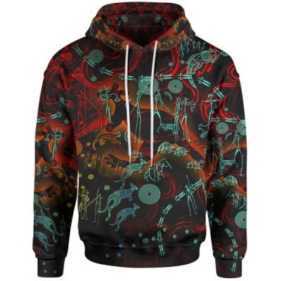 Australia Hoodie - Kangaroo Adults Indigenous Art