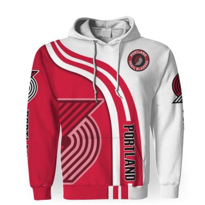 NBA Portland Trail Blazers White Red Hightway Pullover Hoodie V2