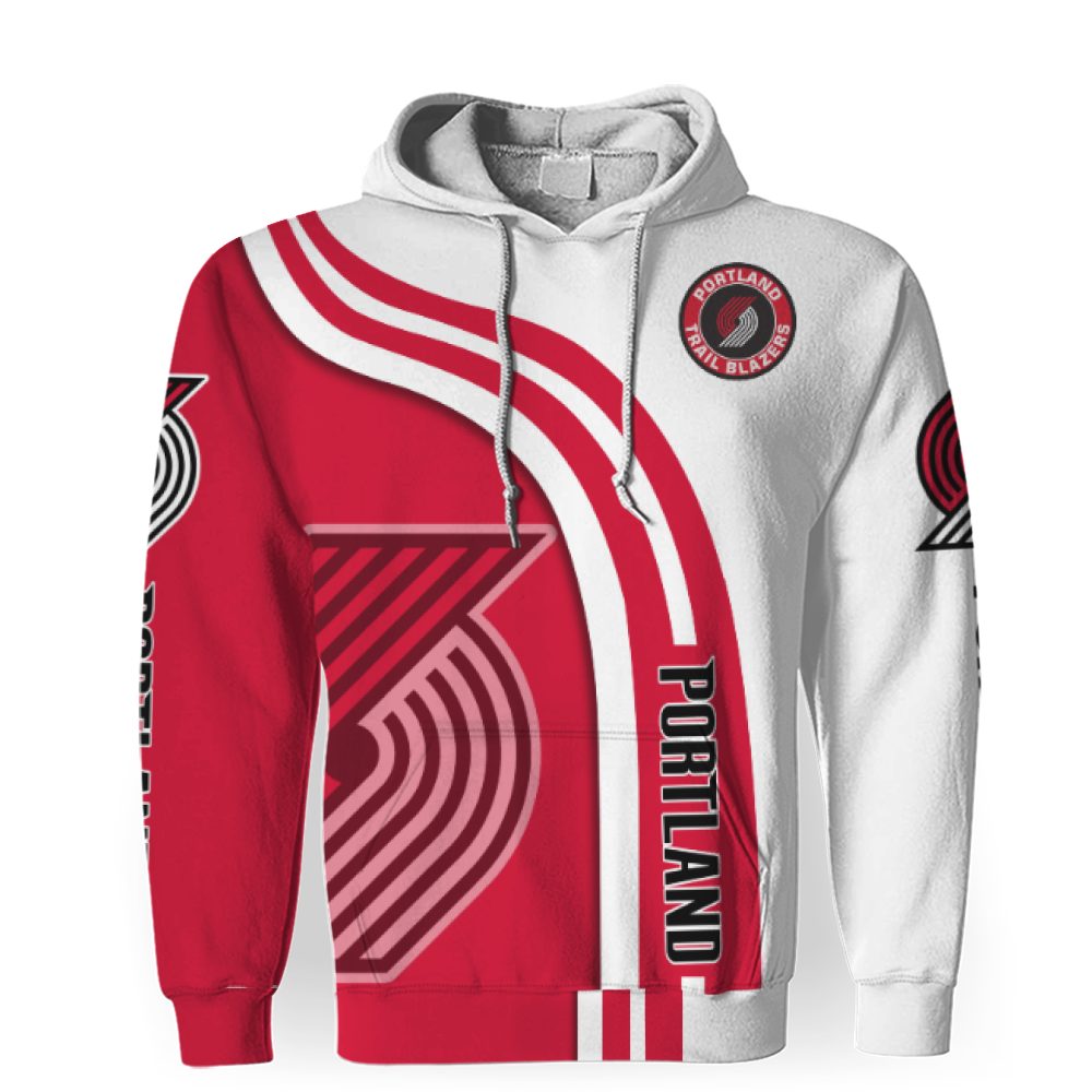 NBA Portland Trail Blazers White Red Hightway Pullover Hoodie V2 NBA Portland Trail Blazers White Red Hightway Pullover Hoodie V2