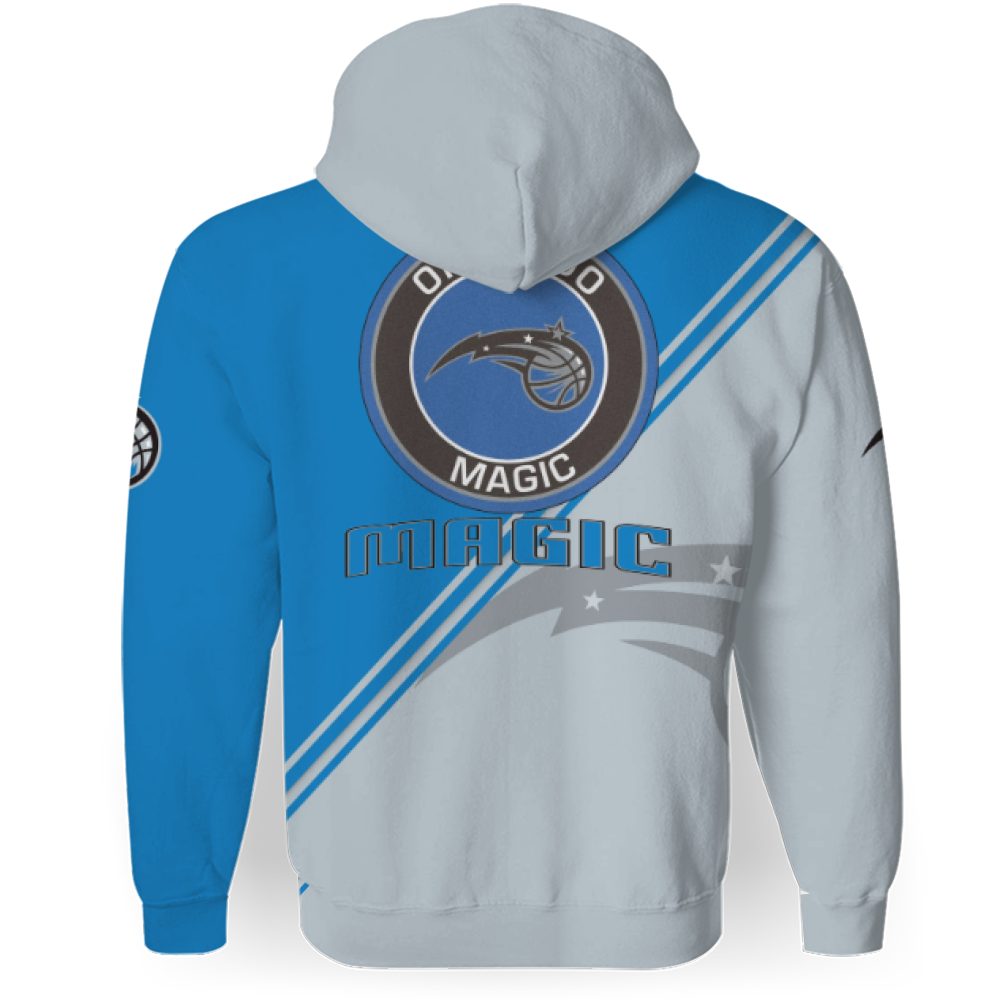 NBA Orlando Magic Blue Silver Half Multi Logo Pullover Hoodie NBA Orlando Magic Blue Silver Half Multi Logo Pullover Hoodie