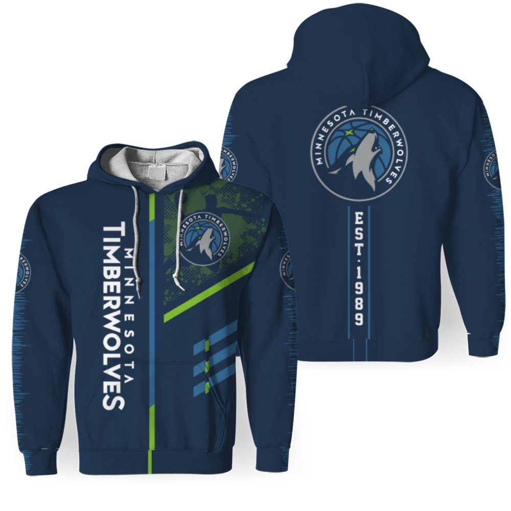 NBA Minnesota Timberwolves Blue Green Unisex Pullover Hoodie NBA Minnesota Timberwolves Blue Green Unisex Pullover Hoodie