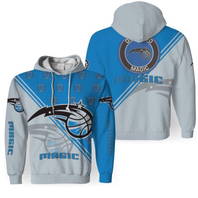 NBA Orlando Magic Blue Silver Half Multi Logo Pullover Hoodie