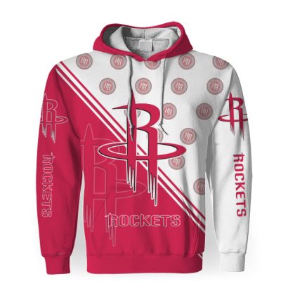 NBA Houston Rockets White Red Pullover Hoodie V4