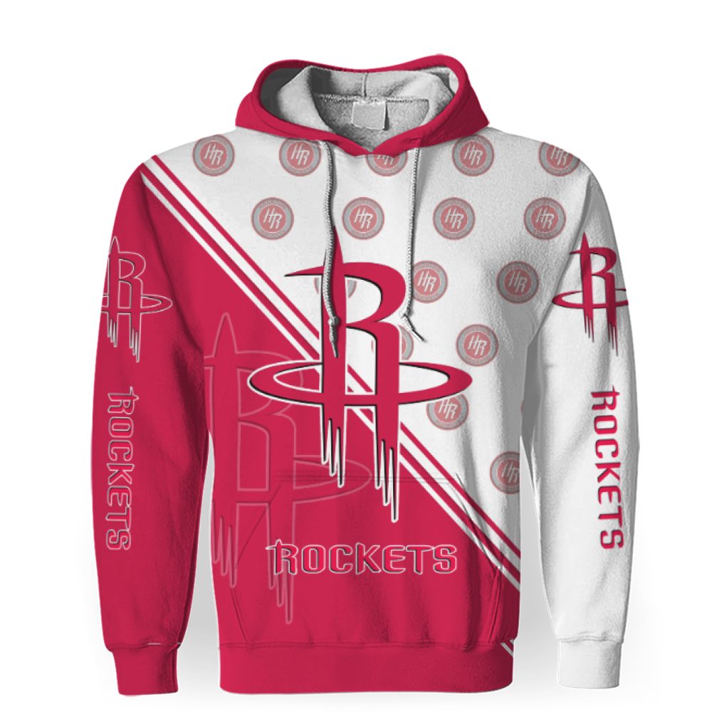 NBA Houston Rockets White Red Pullover Hoodie V4 NBA Houston Rockets White Red Pullover Hoodie V4