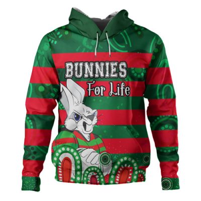 Souths Custom Hoodie - Bunnies For Life With Aboriginal Style Hoodie