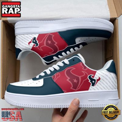 NFL Houston Texans Basic Pattern Football New Design Air Force 1 Running Sneakers Shoes