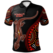St. Columban's PS STAFF Polo Shirt - Aboriginal Inspired Lizard With Dot Painting Pattern