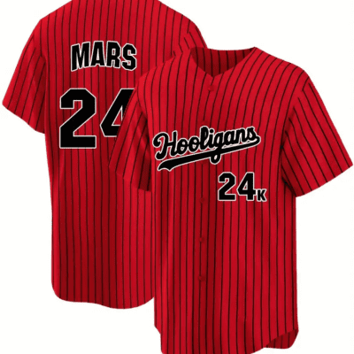 24K Hooligans - Bruno Mars Tour 2026 Baseball Jersey Red