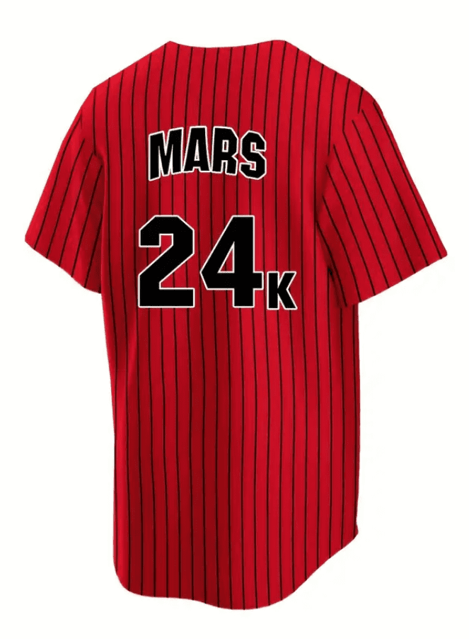 24K Hooligans - Bruno Mars Tour 2026 Baseball Jersey Red 24K Hooligans - Bruno Mars Tour 2026 Baseball Jersey Red