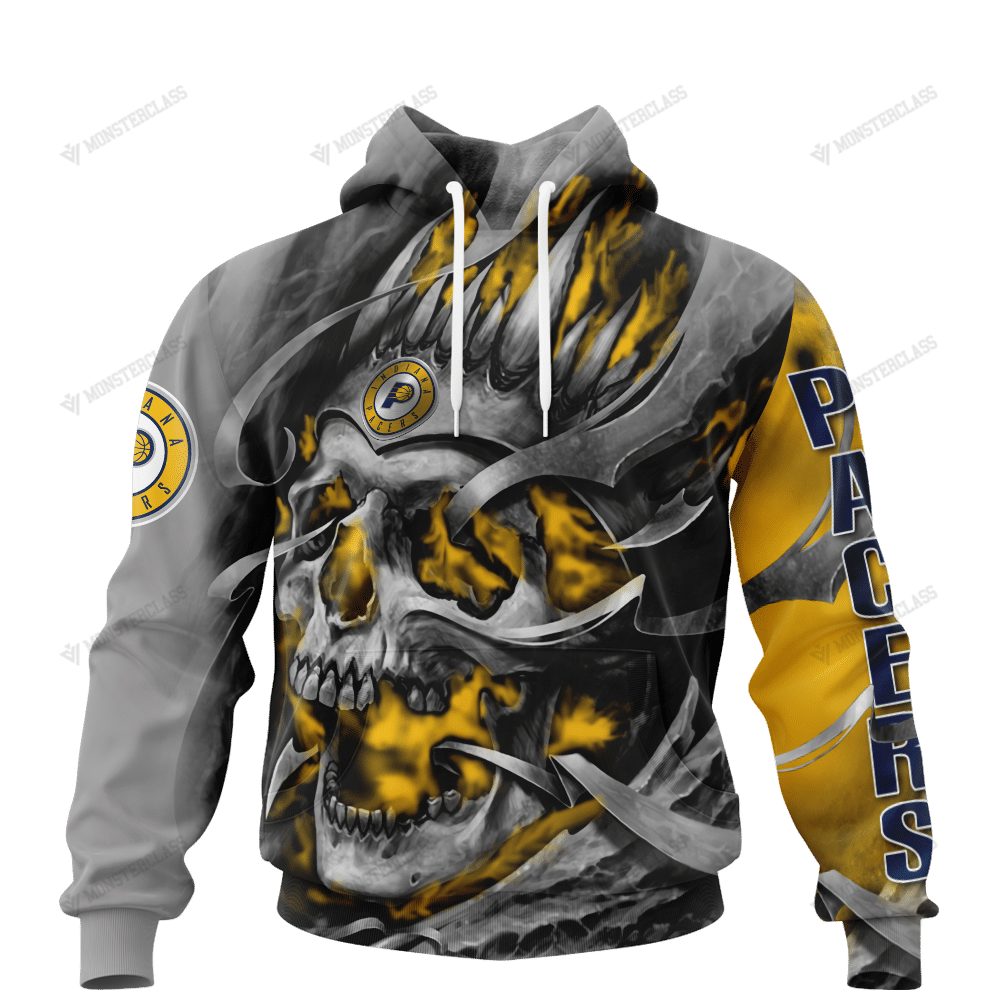 NBA Indiana Pacers Custom Name Number Skull Pullover Hoodie NBA Indiana Pacers Custom Name Number Skull Pullover Hoodie