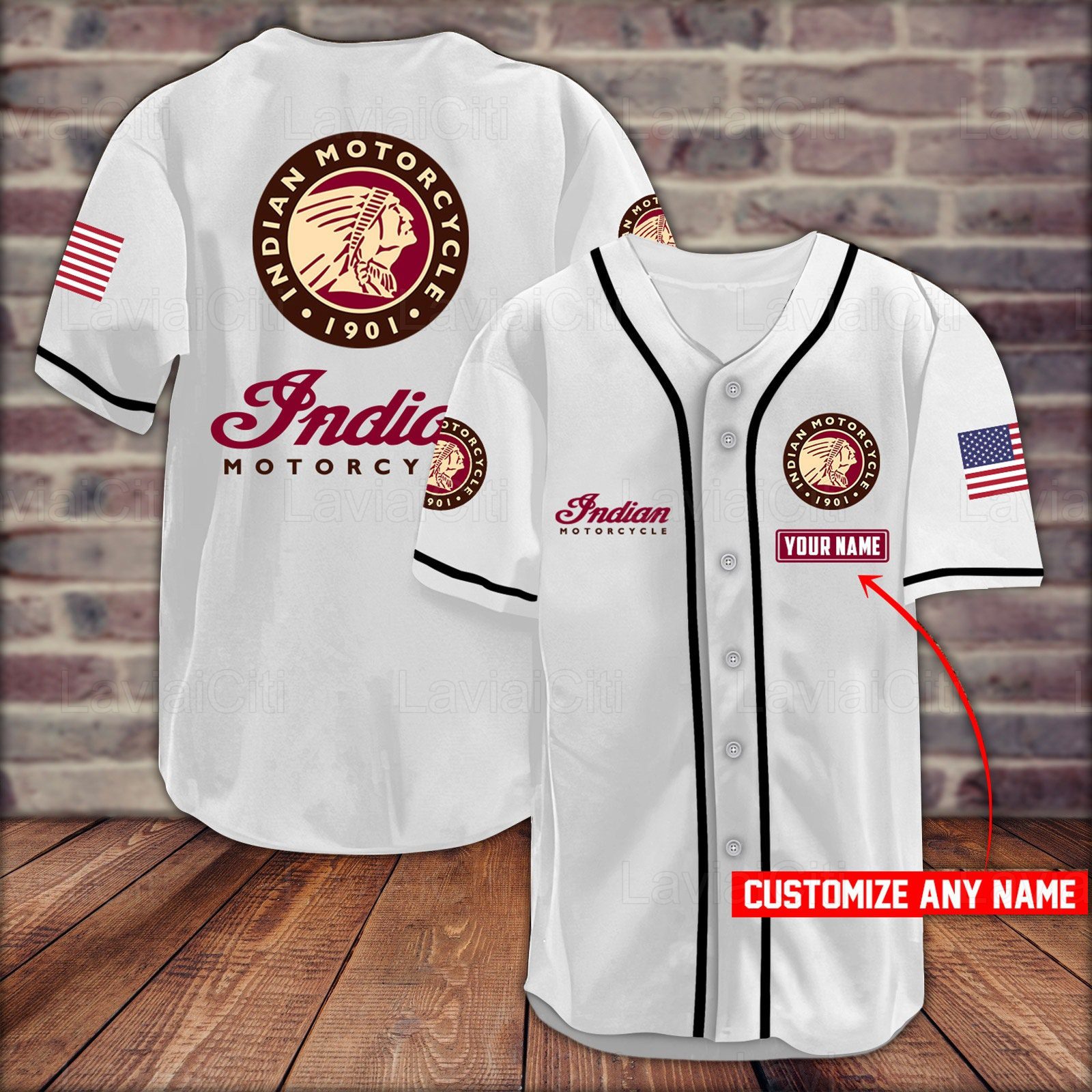 Indian Motorcycles Custom Name White Baseball Jersey Indian Motorcycles Custom Name White Baseball Jersey