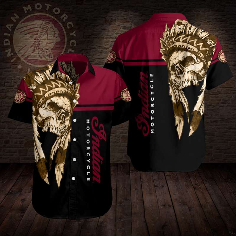 Indian Motorcycles Golden Skull Hawaiian Shirt Indian Motorcycles Golden Skull Hawaiian Shirt