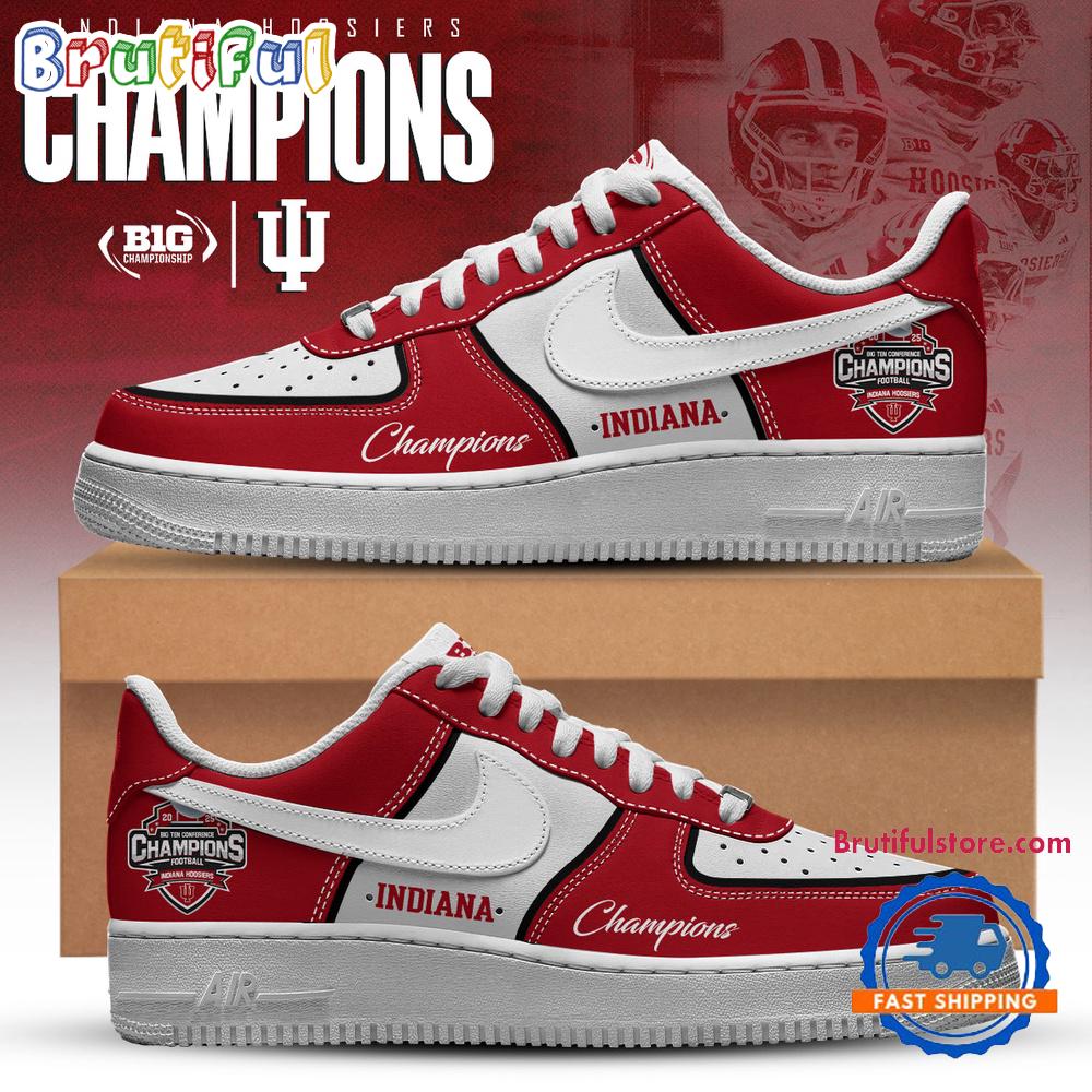 Indiana Hoosiers 2025 Big Ten Football Conference Champions Red White Air Force 1 Shoes Sneaker Indiana Hoosiers 2025 Big Ten Football Conference Champions Red White Air Force 1 Shoes Sneaker