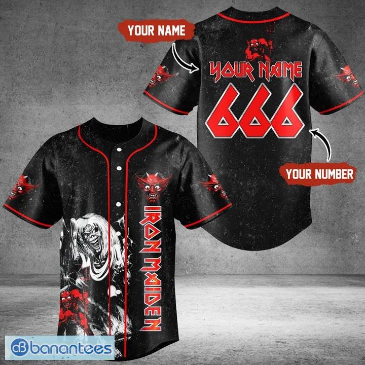 Iron Maiden Custom Name Number Black Baseball Jersey Iron Maiden Custom Name Number Black Baseball Jersey