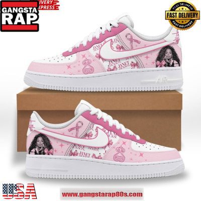 Janet Jackson Breast Cancer Awareness Air Force 1 Running Sneakers Shoes