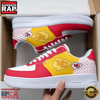 NFL Kansas City Chiefs Basic Pattern Football New Design Air Force 1 Running Sneakers Shoes