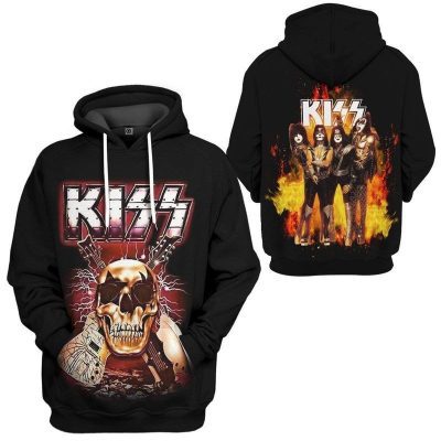 Kiss Black Flame Pullover Hoodie
