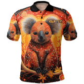 Australia Koala Custom Polo Shirt - Dreaming Art Koala Aboriginal Inspired Polo Shirt